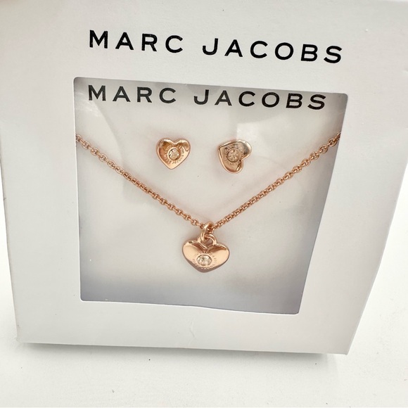 Marc Jacobs Earrings And Necklace Set (Rose Gold)